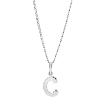 Rhod. sølvbogstav C 12mm inkl. kæde  from Siersbøl