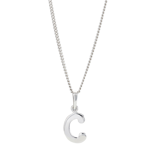 Rhod. sølvbogstav C 12mm inkl. kæde  from Siersbøl