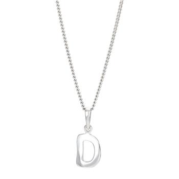 Rhod. sølvbogstav D 12mm  inkl. kæde  from Siersbøl