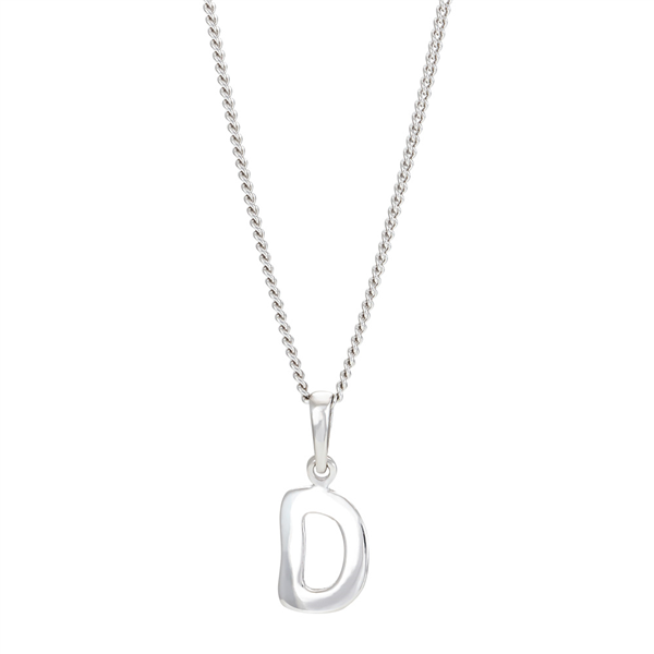 Rhod. sølvbogstav D 12mm  inkl. kæde  from Siersbøl