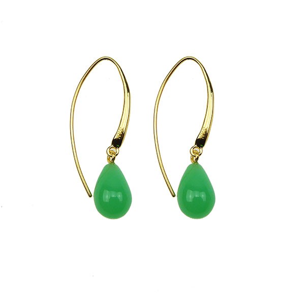 Øreringe - Forgyldt med Chrysopras 12x8mm Forgyldt pr.par from San - Links of Joy