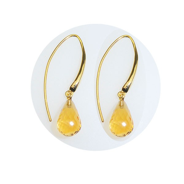 Øreringe - Forgyldt med Citrin 12x8mm Forgyldt pr.par from San - Links of Joy