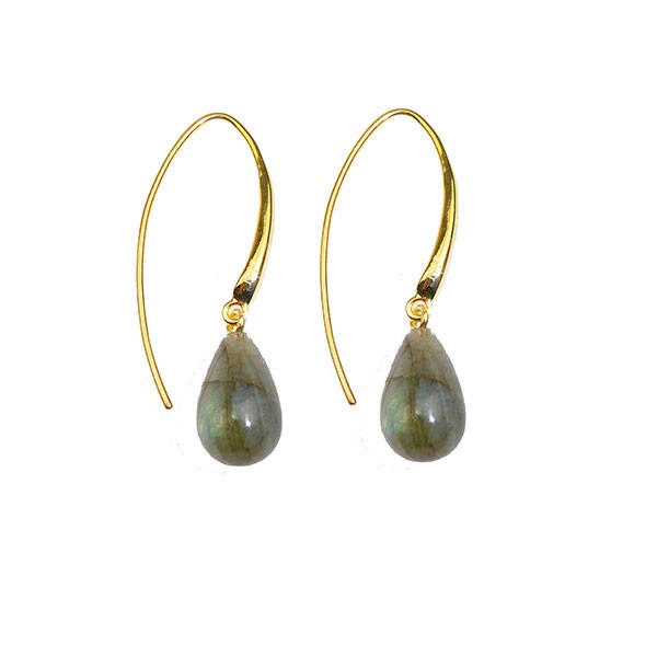 Øreringe - Forgyldt med Labradorit 12x8mm Forgyldt pr.par from San - Links of Joy