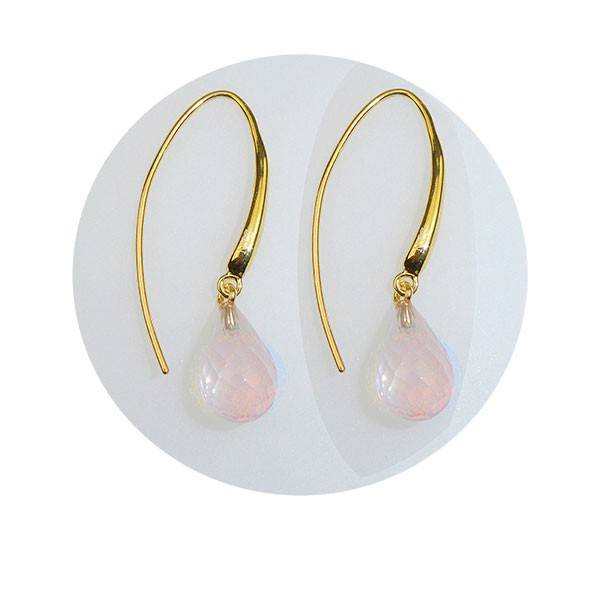 Øreringe - Forgyldt med Rosa kvarts 12x8mm Forgyldt pr.par from San - Links of Joy