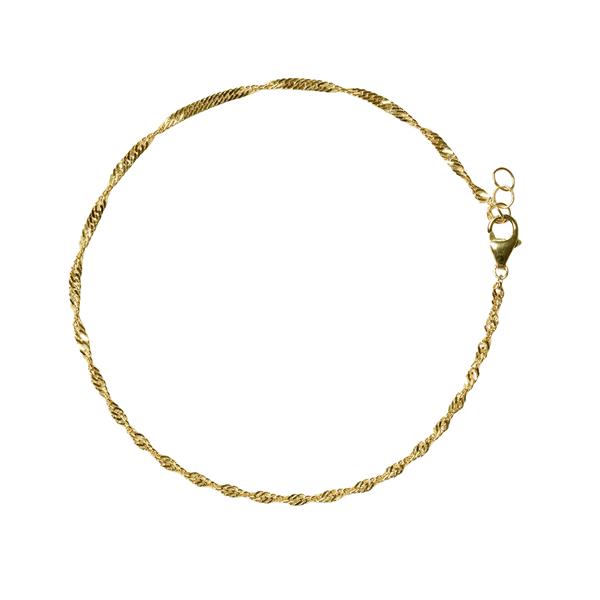 Delicate gold twisted chain with rope pattern and lobster clasp closure.