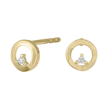 14kt. cirkel ørestik m/ 0,02 ct w/si from Siersbøl