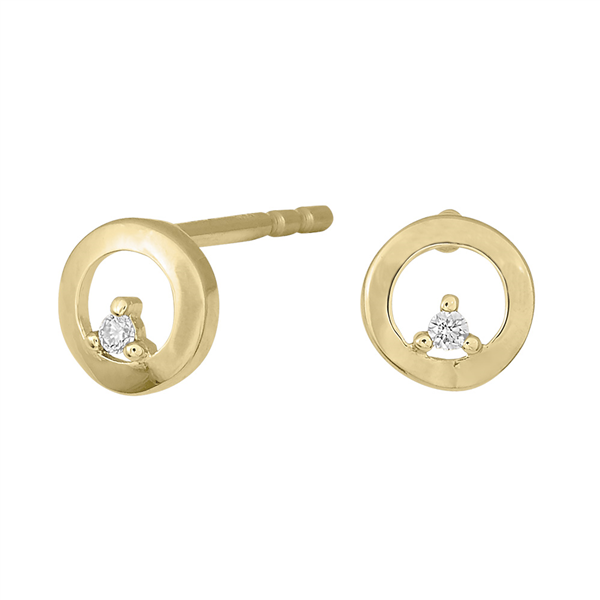 14kt. cirkel ørestik m/ 0,02 ct w/si from Siersbøl