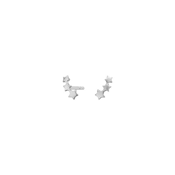 Silver earrings with connected star shapes and a post for ear insertion from Noa Kids.