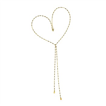 Y-shaped 9kt necklace with Citrine in heart shape, segmented chain, two decorative drop ends.