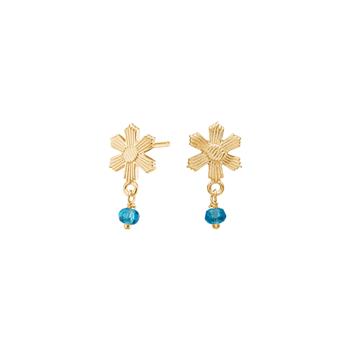 Forgyldt sølv ørestikker aqua blomst BRODERIE52 from Nordahl