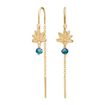 Forgyldt sølv ørehængere blå blomst BRODERIE52 from Nordahl