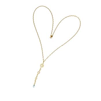 18kt halskæde med Ferskvandsperler & Topas 38cm from San - Links of Joy