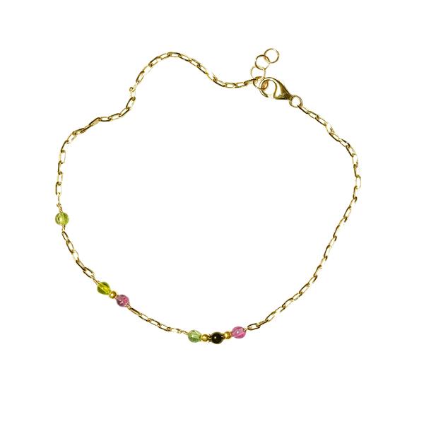 9kt armbånd & halskæde med Turmaliner 19+1cm from San - Links of Joy