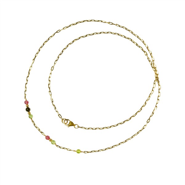 18kt armbånd & halskæde med turmalin 16+1cm from San - Links of Joy