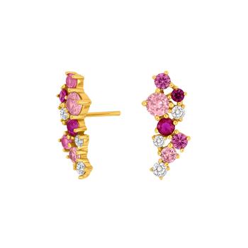 Forgyldt sølv ørestikker NADINENOR 3 lyserød from Joanli Nor