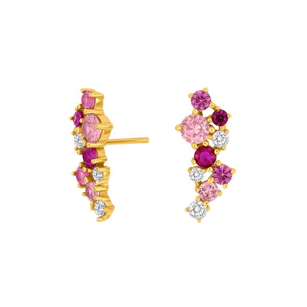 Forgyldt sølv ørestikker NADINENOR 3 lyserød from Joanli Nor