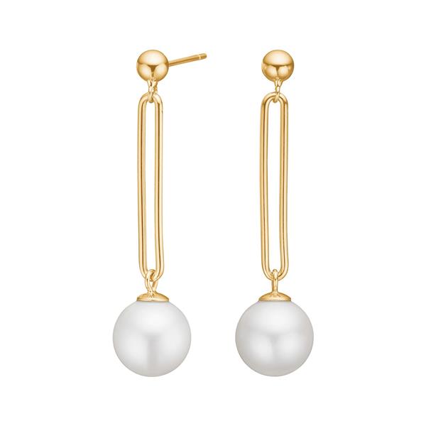 Forgyldt sølv ørehængere PEARLY52 from Nordahl