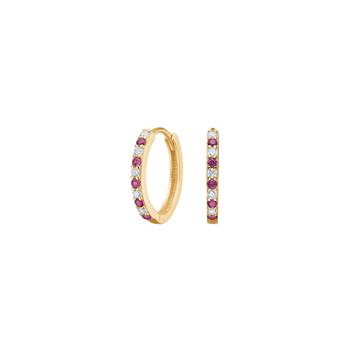 14kt. guldcreoler m/synt. rubin og cz from Siersbøl