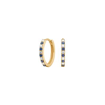 14kt. guldcreoler m/synt. safir og cz from Siersbøl