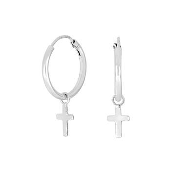 Rhod. sølvcreoler CROSS52 15mm  from Nordahl