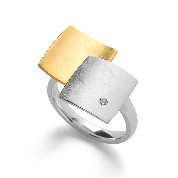 925/- ring delvis fg børstet, dia 0,02ct W-Si from Bastian Inverun