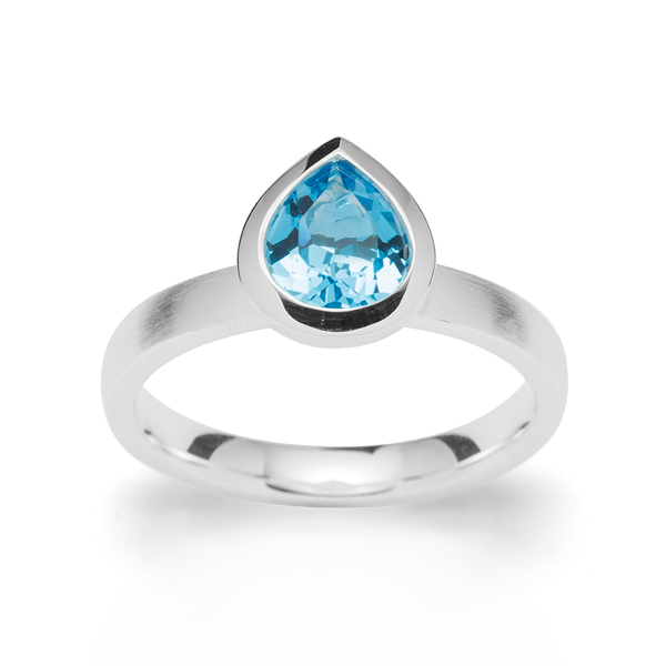 925/- Ring mat/blank, blå topas 1,54ct from Bastian Inverun