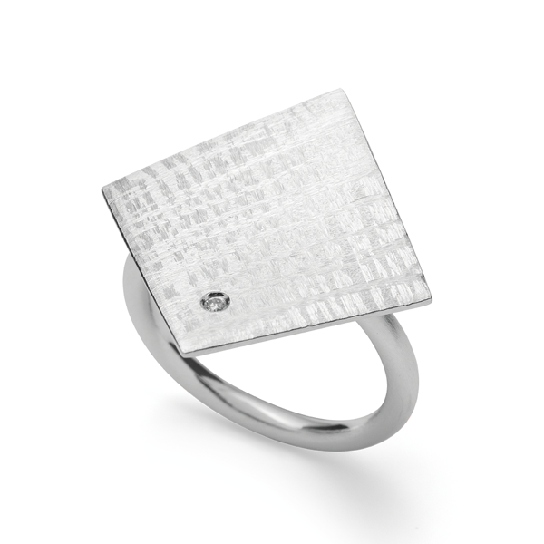925/- Ring, rho. mat/børstet, dia. 0,02ct W-SI from Bastian Inverun
