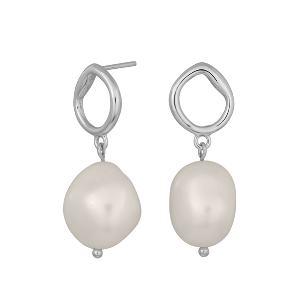 Rhd. sølv ørehænger  BAROQUE52 ferskv. 20mm  from Nordahl