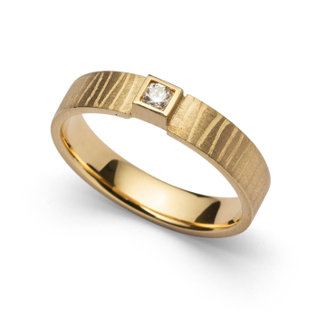 750/- Ring mat/børstet, brillant 0,06ct W-SI from Bastian Inverun