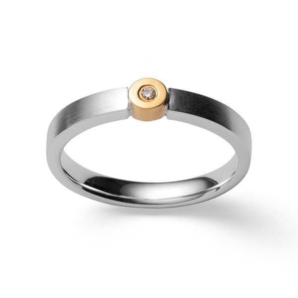 925/- Ring, delvis fg. mat, brillant 0,02ct W-SI from Bastian Inverun