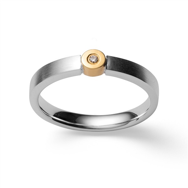 925/- Ring, delvis fg. mat, brillant 0,02ct W-SI from Bastian Inverun
