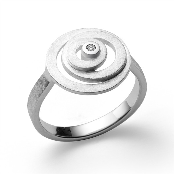 925/- Ring, rho. børstet, brillant 0,01ct W-SI from Bastian Inverun