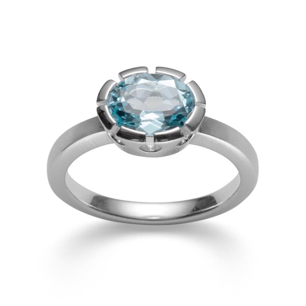 925/- Ring, rho. blank, blå topas 1.96ct from Bastian Inverun