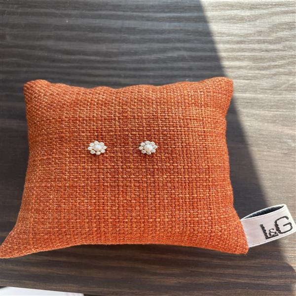 Ørestik 8 karat roset ferskvandsperle zirkonia from L&G
