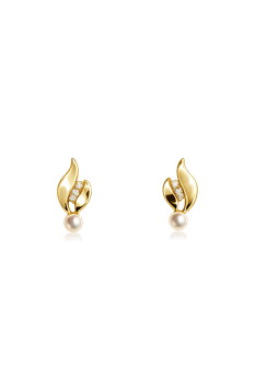Ørestikker 8 karat  perle ferskvandsperle zirkonia from L&G