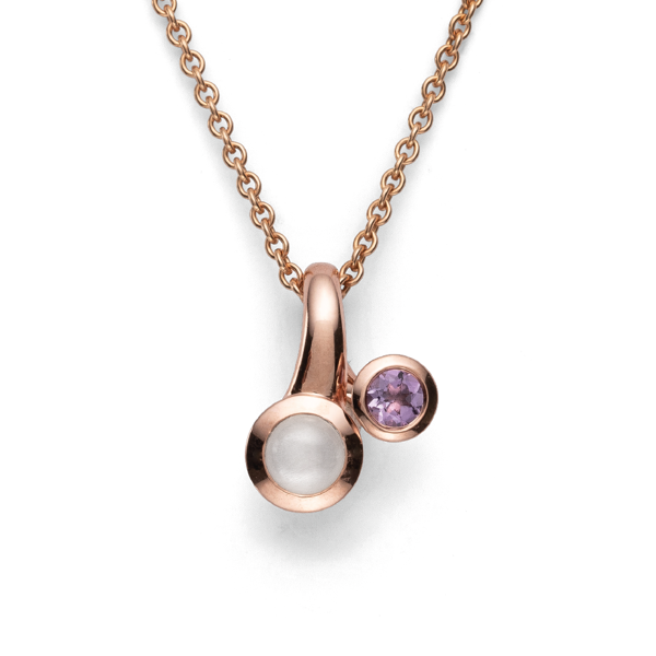 925/- Vedhæng, rosafg blank, månesten, ametyst from Bastian Inverun