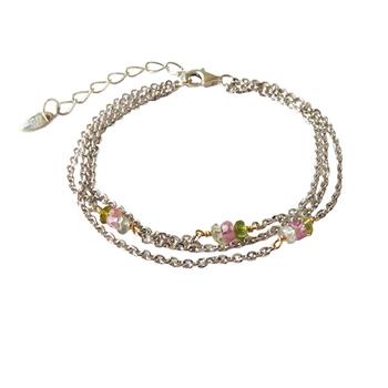 Armbånd & halskæde - Rhodineret med Turmalin 16+4cm from San - Links of Joy