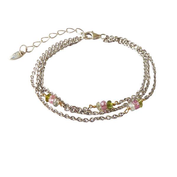 Armbånd & halskæde - Rhodineret med Turmalin 16+4cm from San - Links of Joy