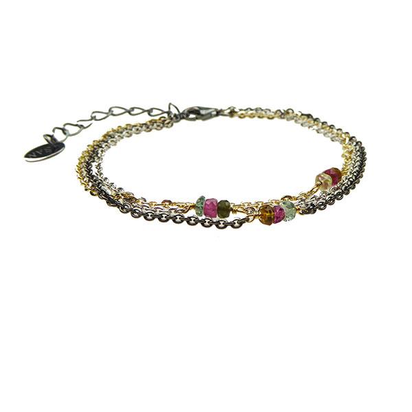 Armbånd & halskæde - 3 farvet med Turmalin 16+4cm from San - Links of Joy