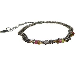 Armbånd & halskæde - Sort rhodineret med Turmalin 16+4cm from San - Links of Joy