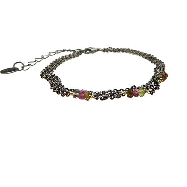 Armbånd & halskæde - Sort rhodineret med Turmalin 16+4cm from San - Links of Joy