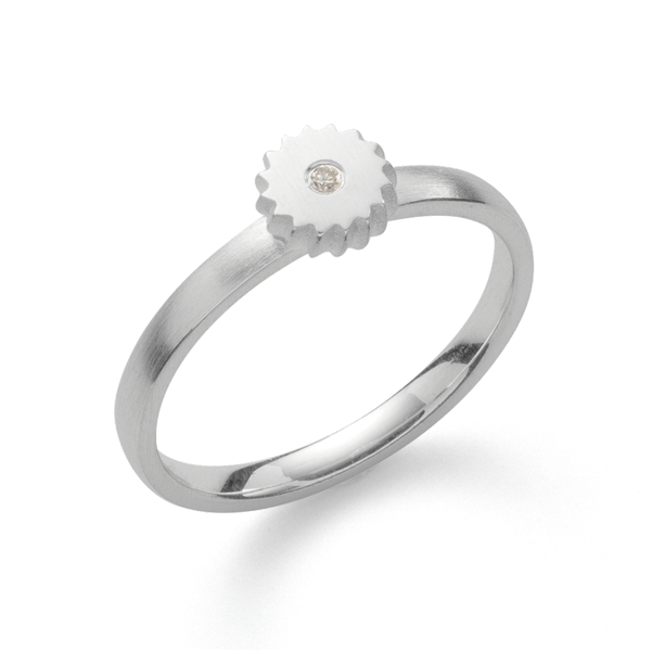 925/- Ring, mat rho., brillant 0,02ct W-SI from Bastian Inverun