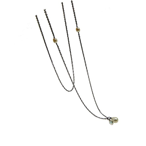 Halskæde - Sort rhodineret/Ferskvandsperle 55cm from San - Links of Joy