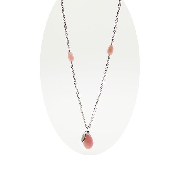 Halskæde - Rhodineret/Pink opal 38cm from San - Links of Joy