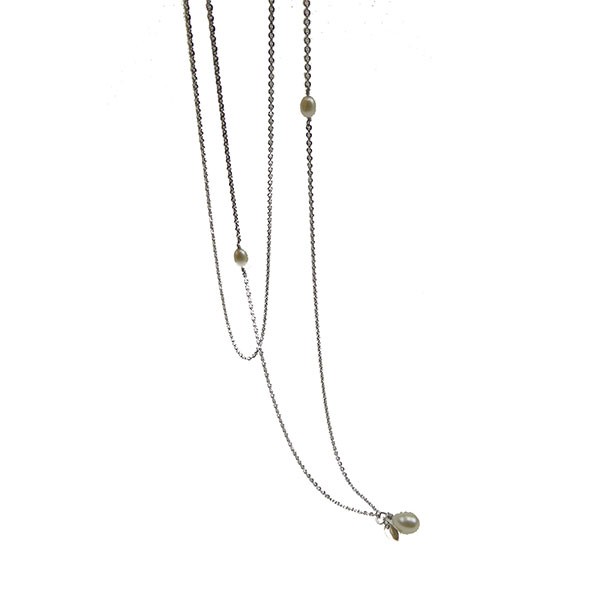 Halskæde - Rhodineret/Ferskvandspl 55cm from San - Links of Joy