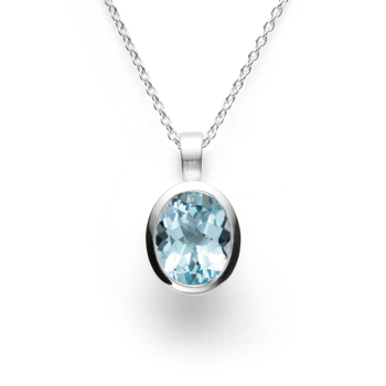 925/- Vedh inkl kæde rho mat/blank blå topas3.99ct from Bastian Inverun
