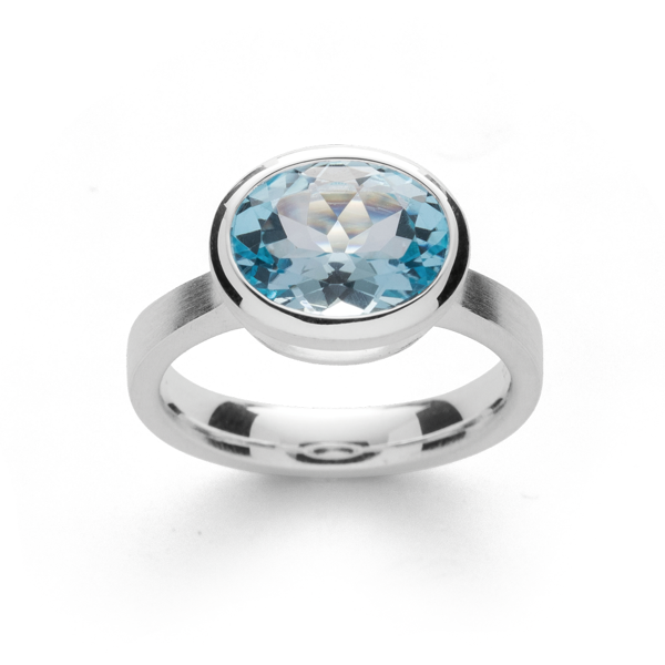 925/- Ring mat/blank, blå topas 3,79ct from Bastian Inverun