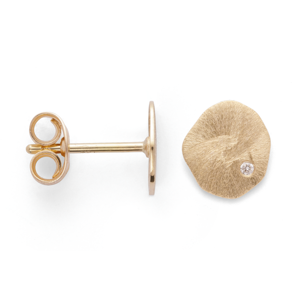 750/- Stud øreringe mat/børstet, br 0.02ct W-SI from Bastian Inverun