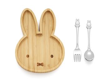 Bambusplade med Miffy + bestik, 2 stk., rustfrit stål from Noa Kids