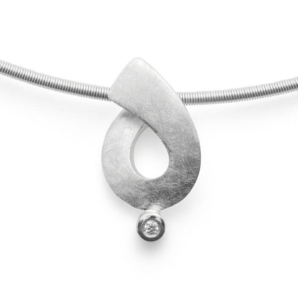 925/- Vedhæng, rho. børstet, brillant 0,02ct W-SI from Bastian Inverun
